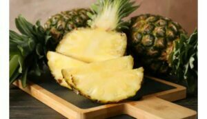 Countless benefits of pineapple. Picture of peeled pineapple