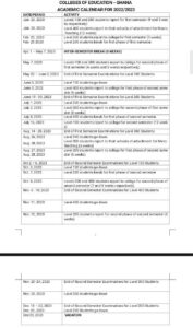 College of education academic calender