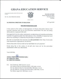 Ghana Education Service Updates on 2022/2023 Teacher Promotion.