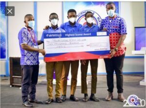 PRESEC Won the 2022 NSMQ.picture of presec students taking nsmq trophy