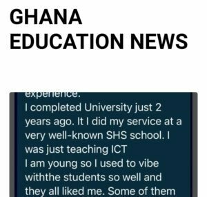 A year Two SHS student Impregnated his ICT Madam