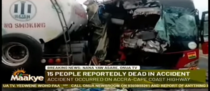 Terrible Accident Occured at Accra - Cape Coast High Way, 15 People Died on the Sport & 25 Badly injured.