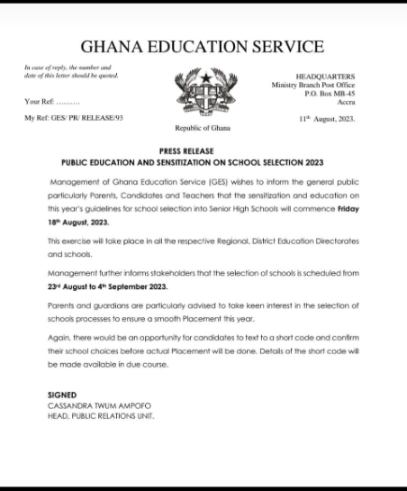 To BECE Graduates! Important Message from WAEC Headquarters to BECE Graduates Regarding Computerized School Selection and Placement System